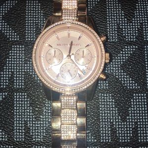 Ritz Pavé Rose Gold-Tone Watch -Michael Kors